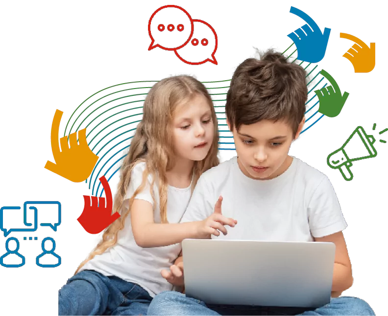 niños mirando laptop ciberseguridad